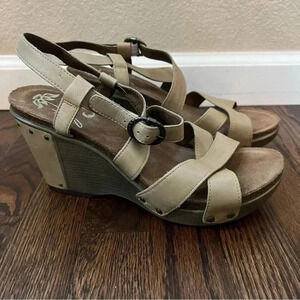 Dansko Frida Sand Antique Leather Wedge Sandal WM Sz US 9.5-10 EU 40 1907039300